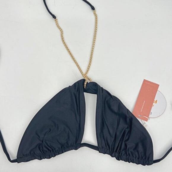 PQ Swim Black Gwen Chain Bikini Top Sz M NWT - Picture 3 of 9